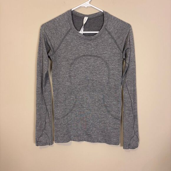 Lululemon Heathered Grey Swiftly Tech Long Sleeve Workout Top 4 - Picture 1 of 5